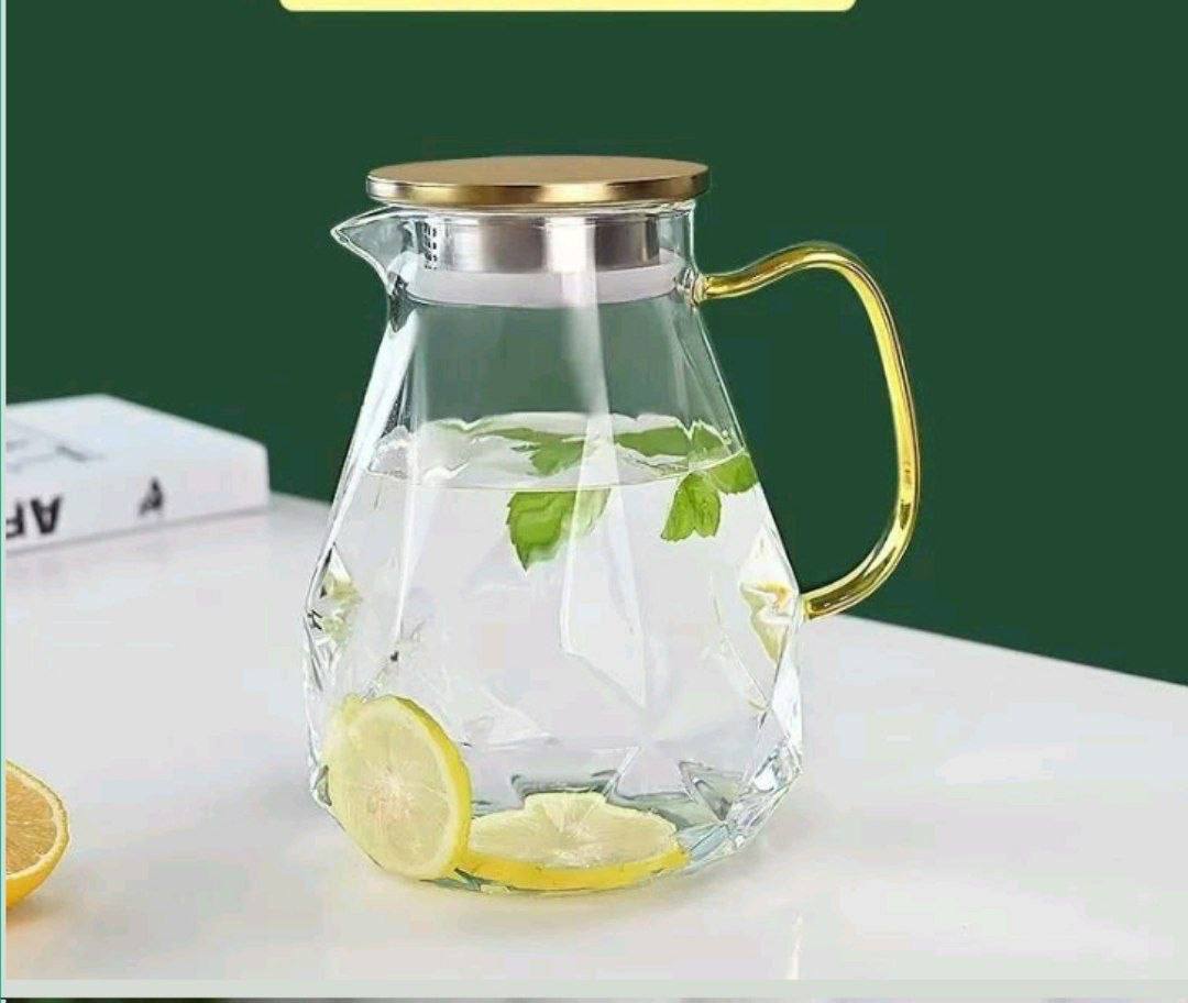 پارچ پیرکس درب طلایی دسته طلایی ۱۵۰۰ میل مدلhib38